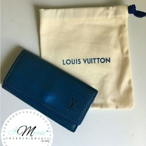 Louis Vuitton Blue Epi Trifold 4Ring Key Holder
